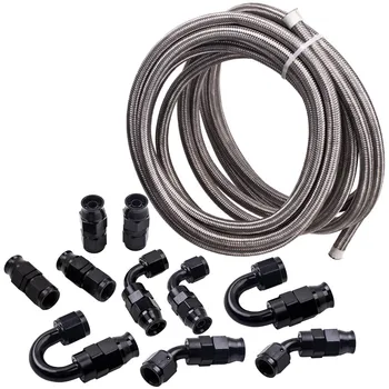 

20FT AN6 6AN Stainless Steel Teflon/PTFE Fuel Line Black Fitting E85 Ethanol