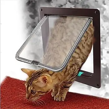 

Hot Pet Door 4 Way Lockable Security Flap Door for Dog Cat Kitten Wall Mount Door Animal Small Pet Cat Dog Gate Door