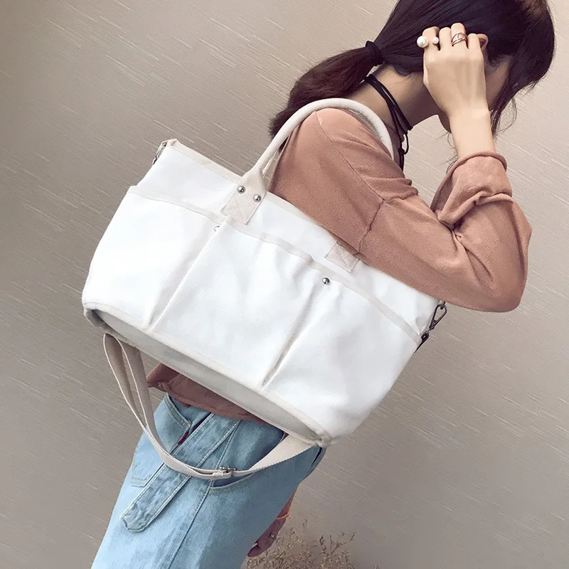 New canvas women handbags ladies big casual totes white canvas shoulder crossbody bags for girls ...