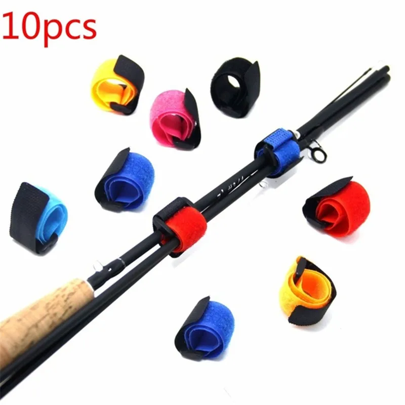 

10PCS/Bag Reusable Fishing Rod Tie Holder Strap Suspenders Rod Belt Hook Loop Cable Ties Fishing Tackle Box Accessories