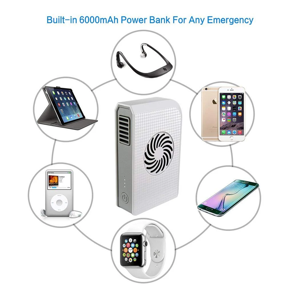 Small Personal Desk Fan With 6000mah Power Bank Mini Handheld Usb