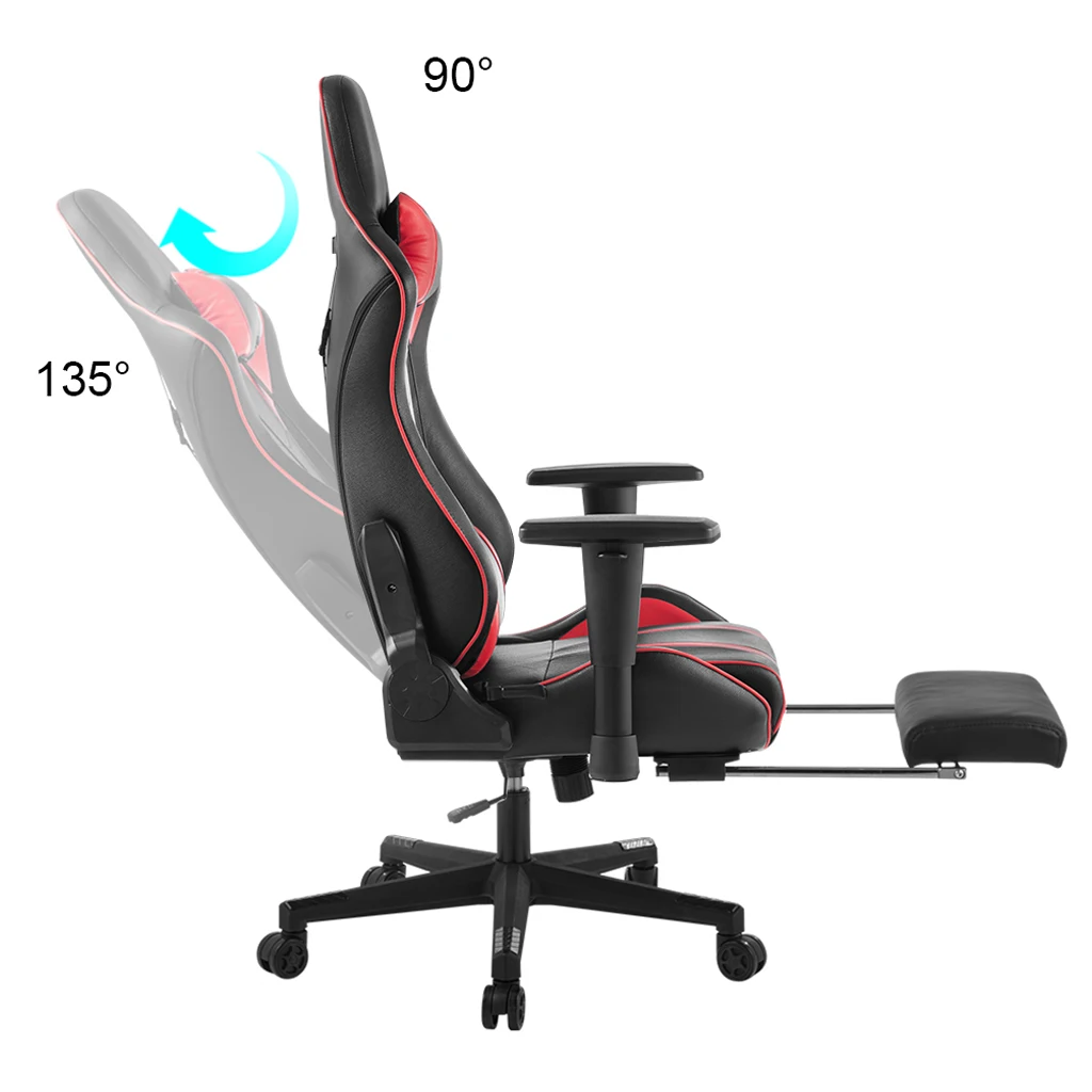 LANGRIA exective компьютерное игровое кресло с высокой спинкой из искусственной кожи с подставкой для ног, регулируемые подушки для поясницы и шейки шеи для офиса