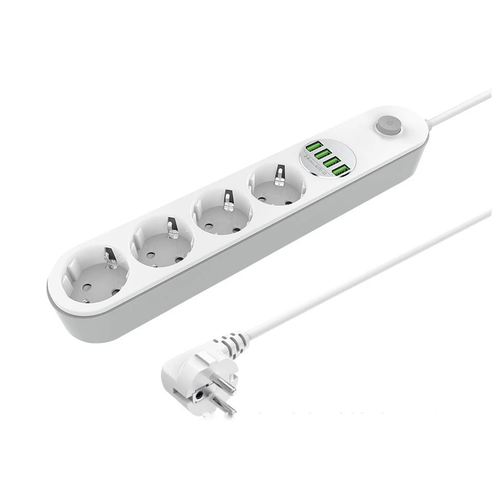 Сетевой фильтр LEORY с 4 USB портами и европейской вилкой 17 Вт 2500 250 В 16 А|Удлинители