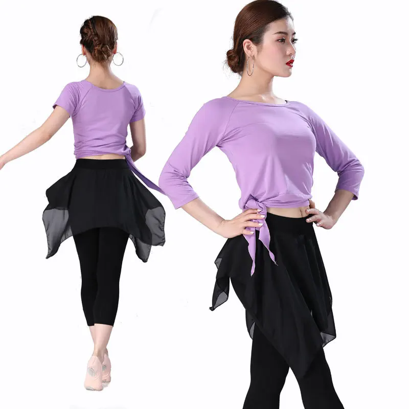 

2019 Sale Promotion Cotton Flamengo Latin Skirt Dance Suit Female Adult Figure Dress Latin Performance Chiffon Skirt Pants
