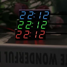 Onever Автомобильный светодиодный дисплей электрические цифровые часы термометр Вольтметр цифровые часы цифровой таймер зеленый синий красный светильник