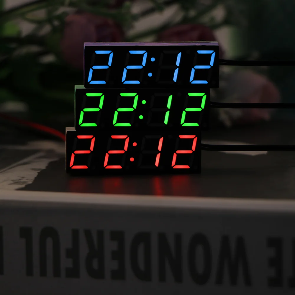 

Onever Car LED Display Electric Digital Clock Thermometer Voltmeter Digital Clock Digital Timer Green Blue Red Light