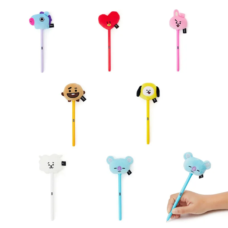 

kpop bangtan boys 21 PlushGelPen Cartoon Plush Doll Jewelry OfficeStationery Supplies Black Ink Gift