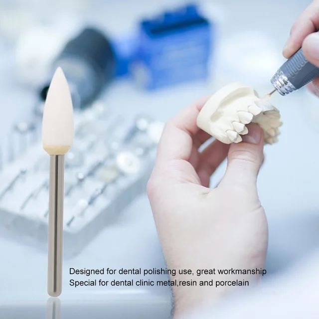 12pcs/Pack Flame Mounted White Stone Dental Lab Polishing Burs Ceramic