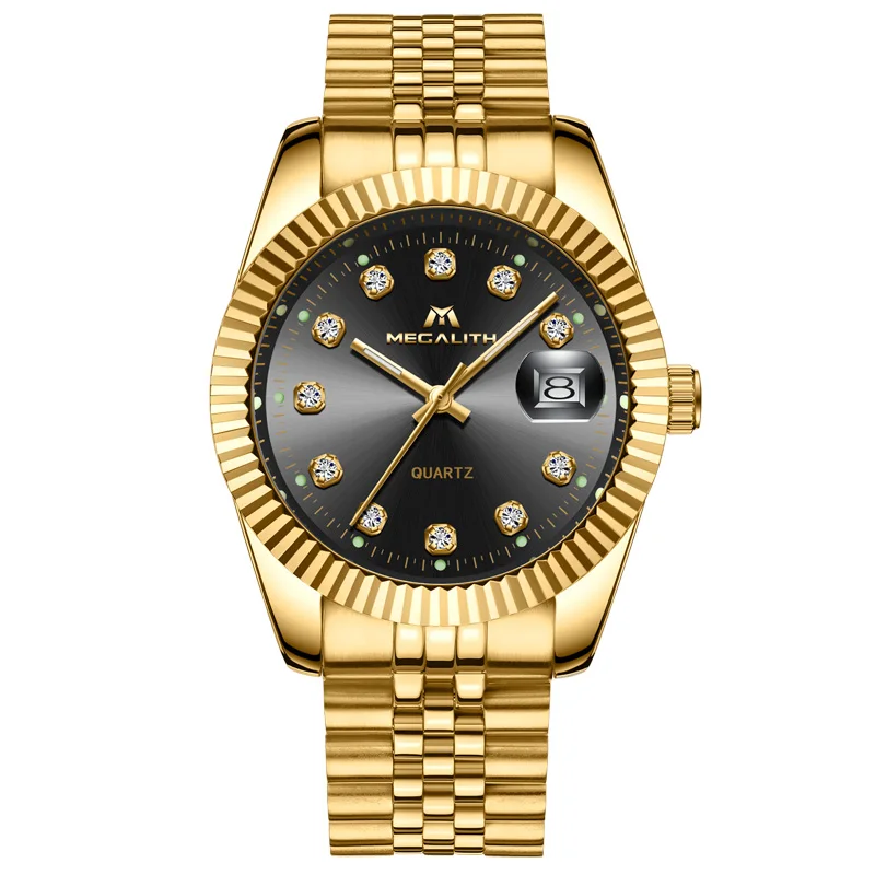 

MEGALITH Top Brand Luxury Mens Watches Waterproof Date Analogue Sport Business Wristwatch Gold Quartz Watches Male Clock