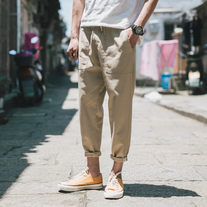 

Pants Teen Japanese-Style Trend 2019 New Style Summer Wind Leisure Feet Cultivating Loose 9 Cropped Pants
