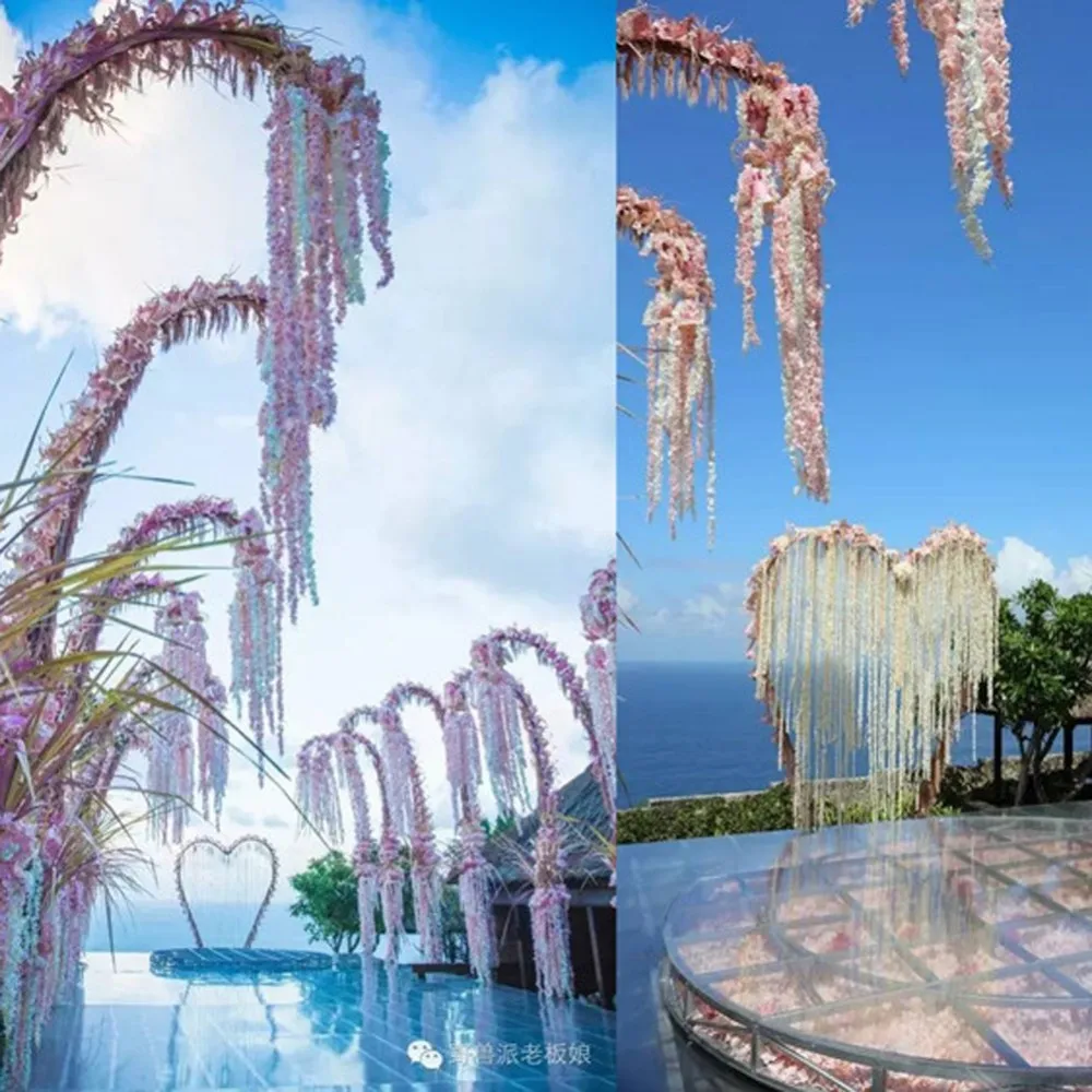 Guirnalda de Flores artificiales para el hogar, Flores de ratán, vid blanca, de 120 cm, decoración de fiesta de boda Guirnalda de Flores artificiales para el hogar, Flores de ratán, vid blanca, de 120 cm, decoración de fiesta de boda