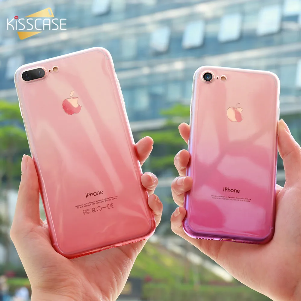 KISSCASE градиентные Чехлы для iPhone 7 8 6S 6 Plus X XR XS Max чехлы телефонов MAX ультра тонкий