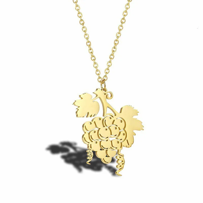 

Choker Stainless Steel Golden Grape String Necklace Creative Art Fruit Love Grape Wine Woman Jewellery Necklaces Jewelry