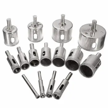 

15pcs Diamond Coated Drill Bit Set Tile Marble Glass Ceramic Hole Saw Drilling Bits For Power Tools 6mm-50mm