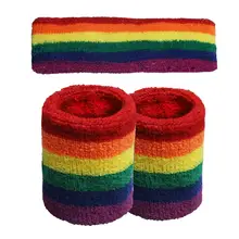 3 шт. спортивные эластичные цветные полосатые хлопковые фитнес-браслеты повязка на голову для женщин и мужчин