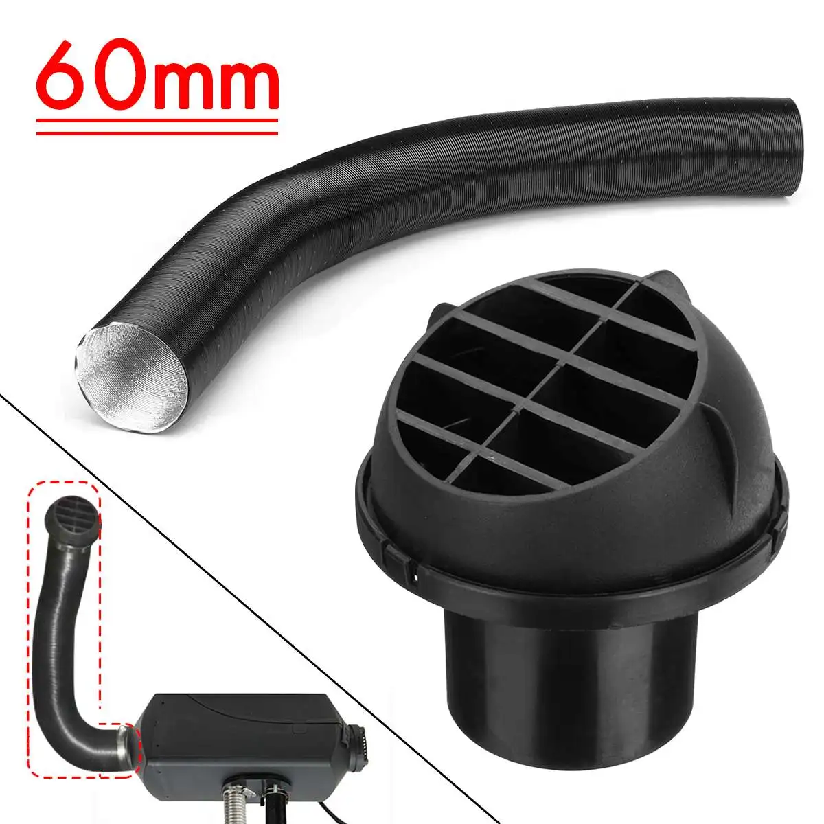 

1Set Car 100mm*60mm Heater Pipe Duct And 60mm Warm Air Outlet For Diesel Heater For Webasto Eberspacher