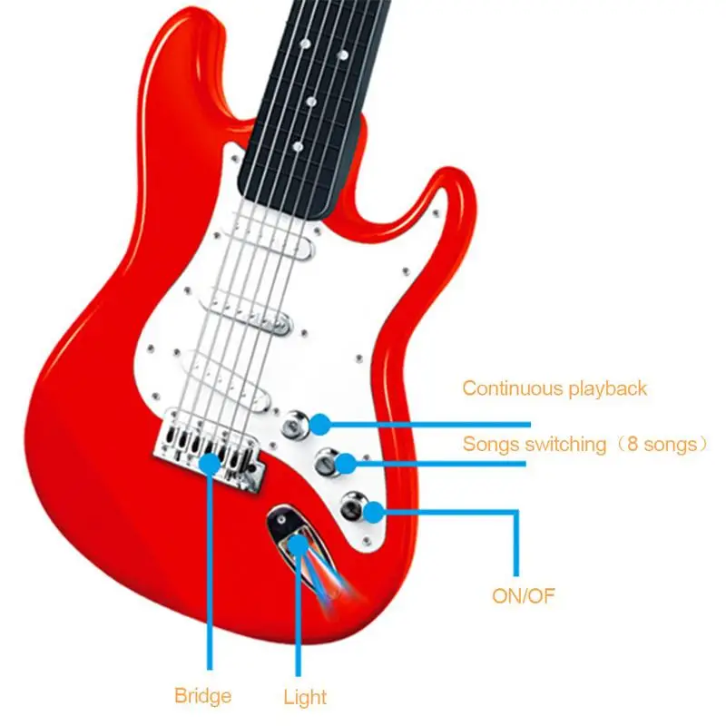 Детская имитирующая Двухрежимная Индукционная электрогитара с плечевым ремнем, Обучающие игрушки, музыкальные инструменты, вечерние игрушки