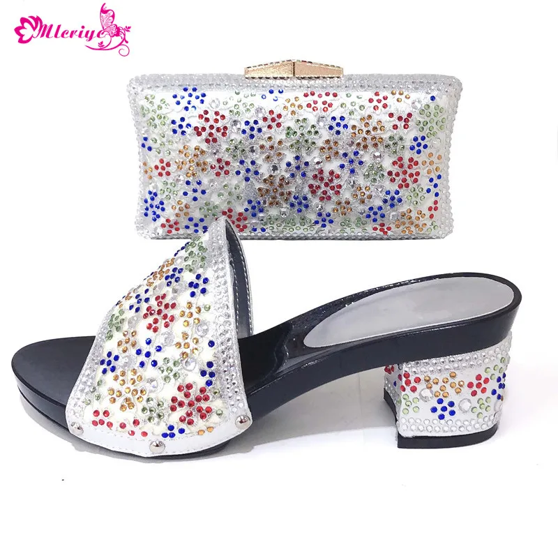 

African Matching Shoes and Bags Italian In Women Nigerian Women Wedding Shoes with Matching Bag Set Decorated with Rhinestone
