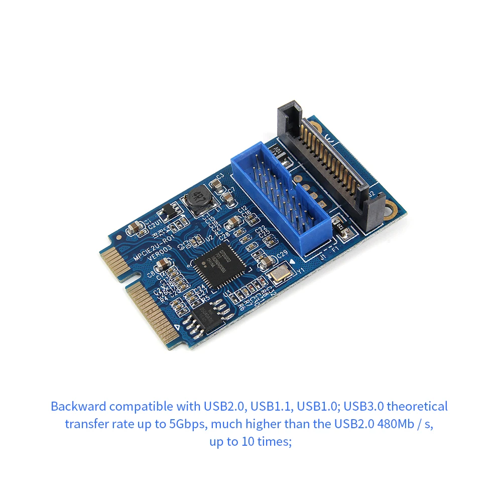 Mini PCI E к 19 контактный USB 3 0 5 Гбит/с двойной SATA USB3.0 мини адаптер расширения