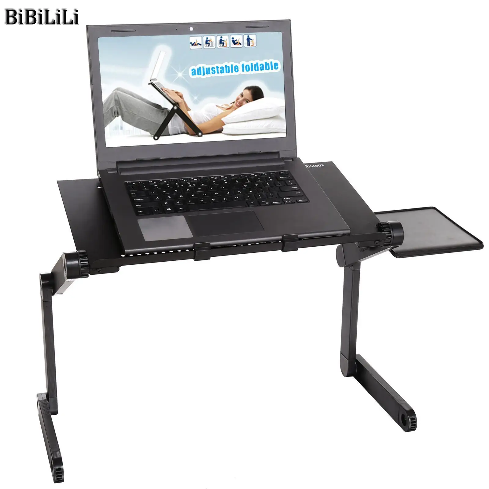 Homdox 360 Degree Adjustable Foldable Laptop Notebook Desk Table Stand With Mouse Board User Manual from 45 490mm Black