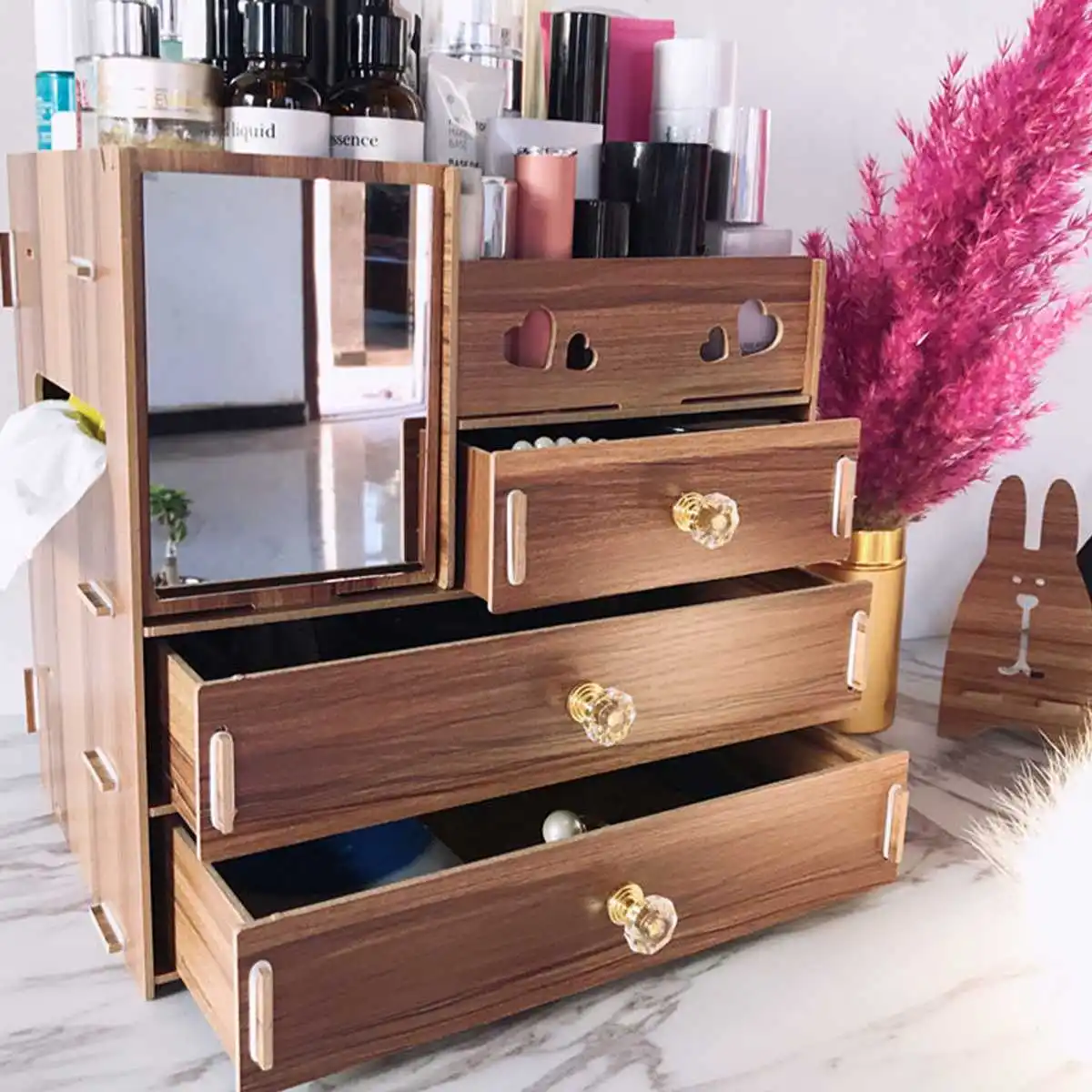 DIY Desktop Wooden Storage Box Multifunctional Wooden 