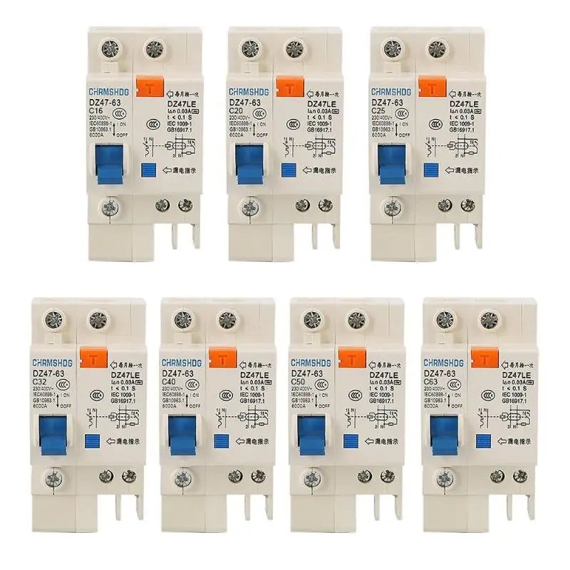 

Dz47le-63 RCCB 1P Residual Current Circuit Breaker Household Electricity Leakage Protector Short Circuit Overload Protection