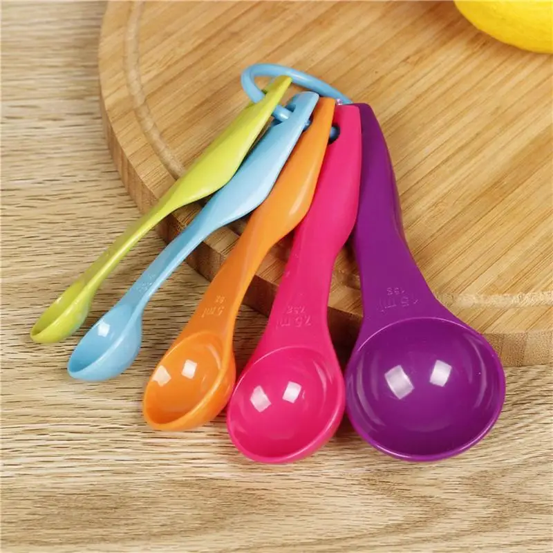 

5pcs/set Measuring Spoons Colorful Plastic (1 / 2.5 / 5 / 7.5/ 15ml) Measure Spoon Super Useful Sugar Cake Baking Spoon