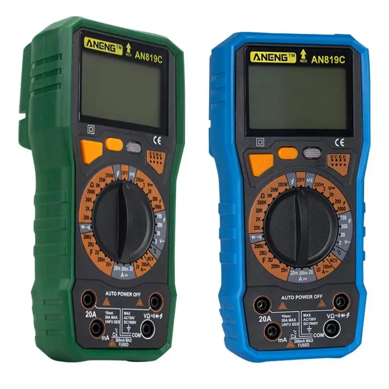 

ANENG AN819C Digital Multimeter LCD AC/DC Ammeter Resistance Tester Meter Flash light Back light Large Screen Dropshipping