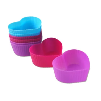 

8Pcs Jelly Mould Baking Accessories Cupcake Maker Kitchen Gadgets Silicone Heart Shaped Reusable Muffin Cup Cake Mold