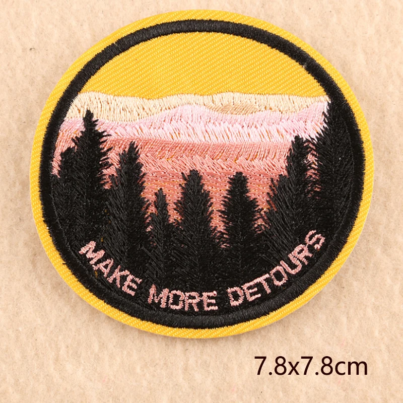 

High-quality patches Embroidered Iron on Patches for Clothing DIY Clothes Stickers adventure Scenery Round Badges