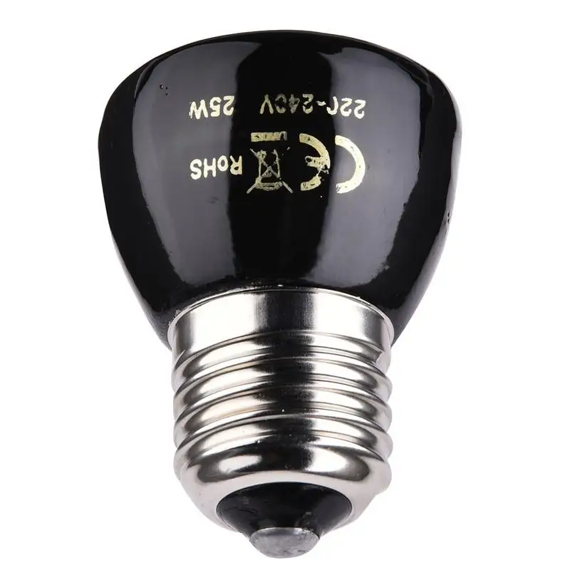 220V Pet Heating Light E27 25W 50W 75W 100W Mini Infrared Ceramic Emitter Heat Bulb Black For Reptile Brooder Verwarming Lamps