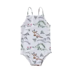 Популярные новые модные купальники для маленьких девочек, комбинезон с динозавром, пляжная одежда 2019, летняя детская одежда для девочек