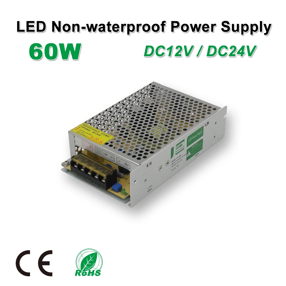 

60W LED Power Supply,LED Strips Drive,DC12V/24V,Non-Waterproof,Adapter transformer,IP20,Indoor Use,for panel lights,Linear light