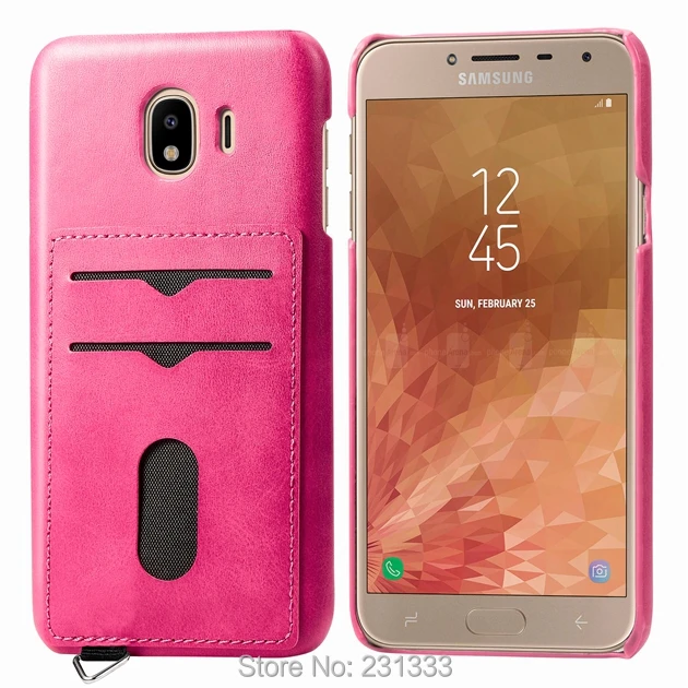 C ku для Samsung Galaxy J4 Plus J6 M20 J2 Grand Prime G530 Жесткий ПК кожаный чехол Ретро ID слот карт шпон