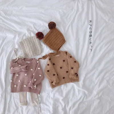 

Autumn Girls Sweaters Pompom Baby Girl Knitted Pullover Baby Girl Warm Clothes Kids Clothing Long Sleeve Toddler Kids Sweaters