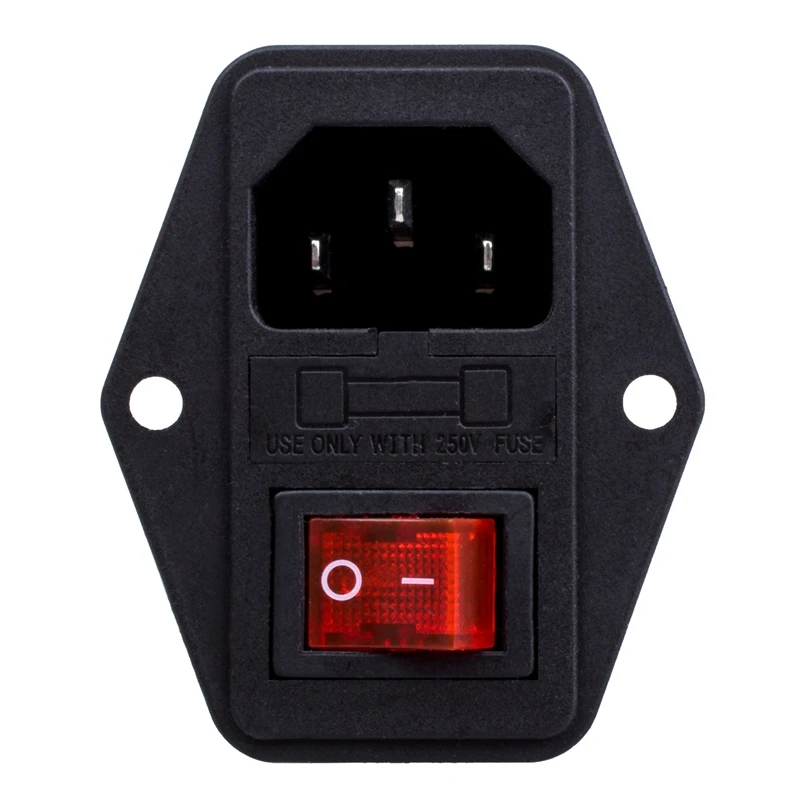 

3 Pin IEC320 C14 Inlet Module Plug Fuse Switch Male Power Socket 10A 250V