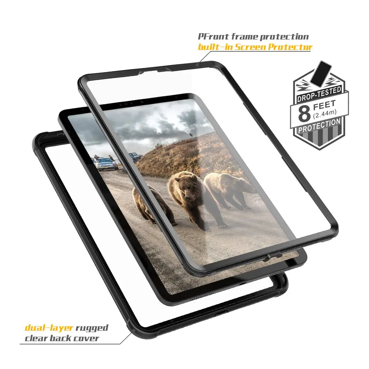 Для iPad Pro 11 чехол противоударный Защита на 360 градусов 2 в 1 защита экрана против царапин прозрачный полный Чехол