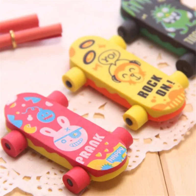 1PC Cute Rabbit Erasers Kawaii Skateboard Erasers For Kids Girls Gift