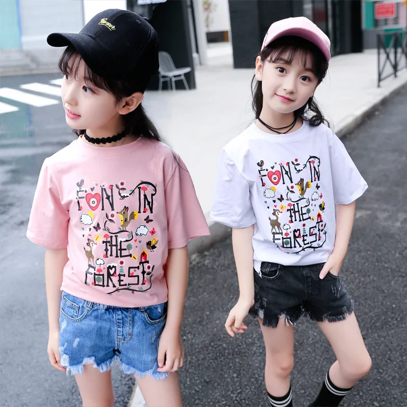 

Children's clothing printed letters cotton girls T-shirt 2019 summer new fashion short-sleeved round neck baby clothes