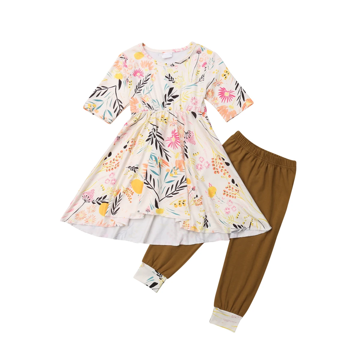 Fashion Toddler Kids Baby Girl Floral Dress Long Pant Legging 2PCS