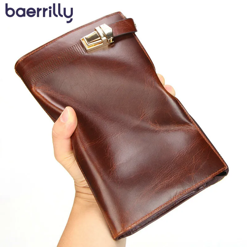 

New Fashion Mens Wallet Genuine Leather Wallet With Coin Pocket Zipper High-capacity Card Holder Money Pocket Long Clutch Purse
