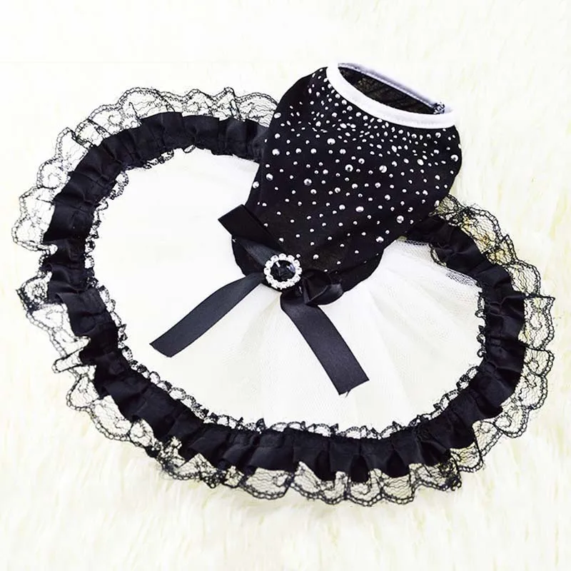 KIMHOME PET Dog Dresses For Small Dogs Cotton Lace Fabric Black Cute Princess Dog Dress Dog Halloween Costume Pet Clothes XS-XL