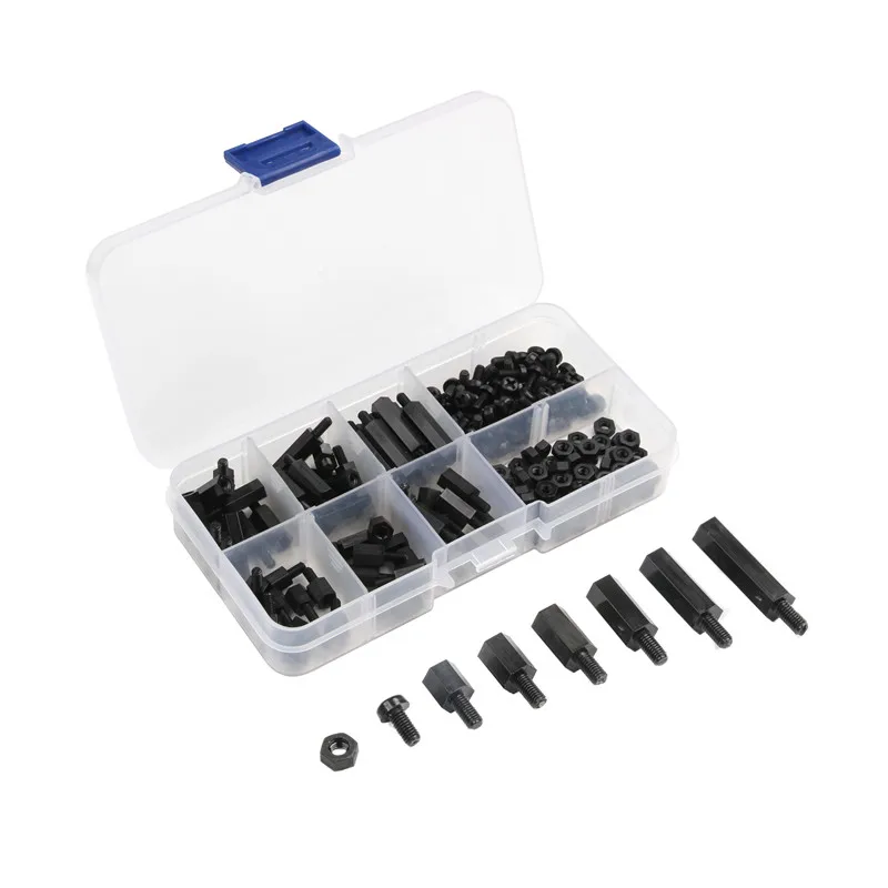

180Pcs Black Nylon Standoff Set Male to Female M3 Nylon Standoff Spacer 6/8/10/12/15/20mm Screws Nuts Kit