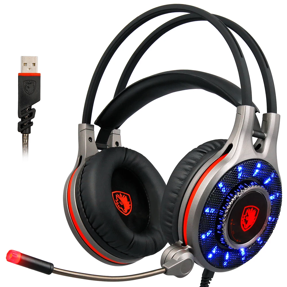 

SADES R11 Head-Mounted wired Gaming Headset virtual 7.1 channel surround sound PC E-sports gaming headset with Microphone