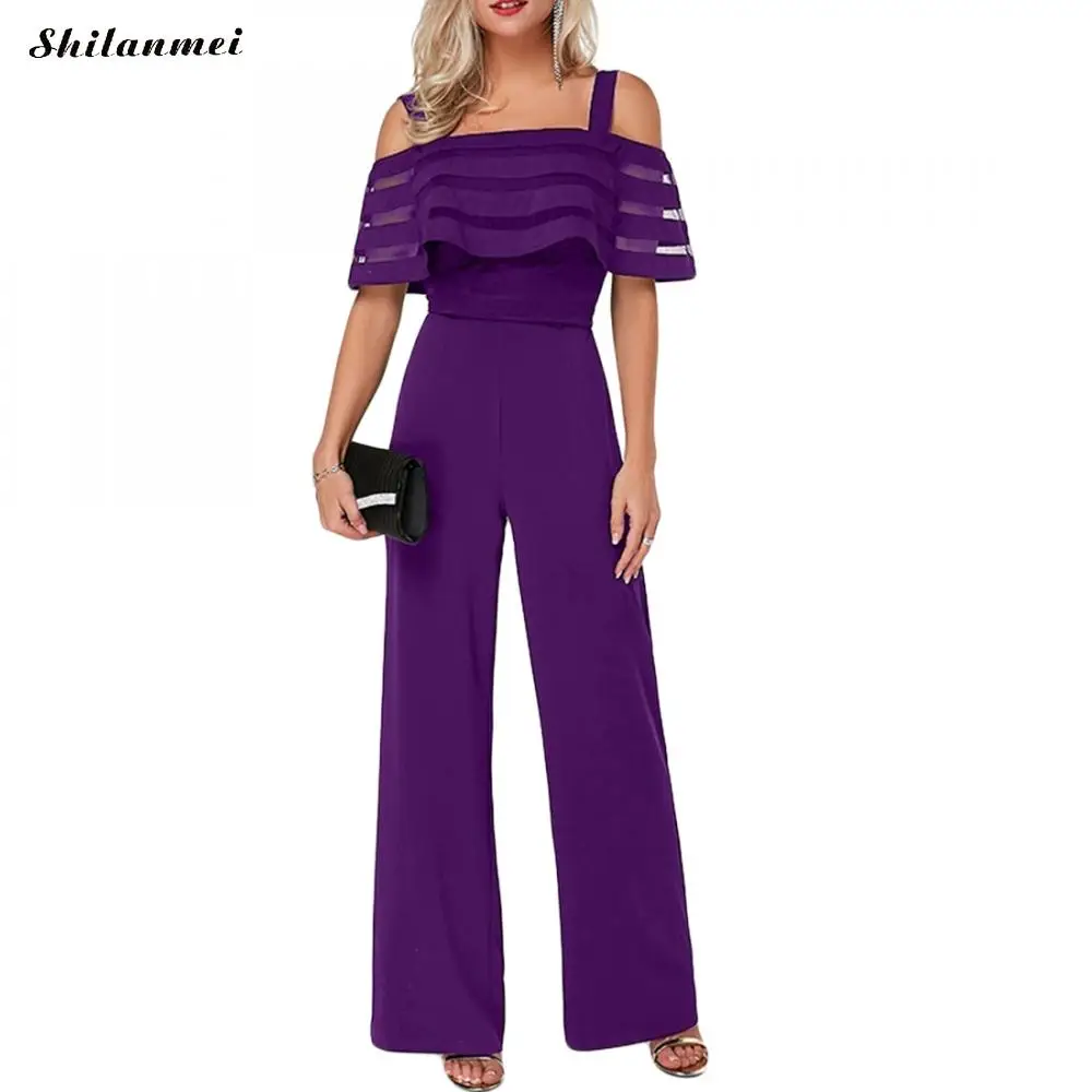 Plus Size 5XL 4XL Women Jumpsuit Summer Workwear Vintage Off Shoulder Office Lady Overalls Causal Wide Leg Pants Women Rompers Plus Size 5XL 4XL Women Jumpsuit Summer Workwear Vintage Off Shoulder Office Lady Overalls Causal Wide Leg Pants Women Rompers