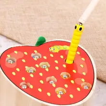 Игра Candywood Catch Worms, Магнитные деревянные игрушки для детей, развивающая игрушка для раннего развития, Когнитивная рыболовная игрушка в форме фруктов, подарок
