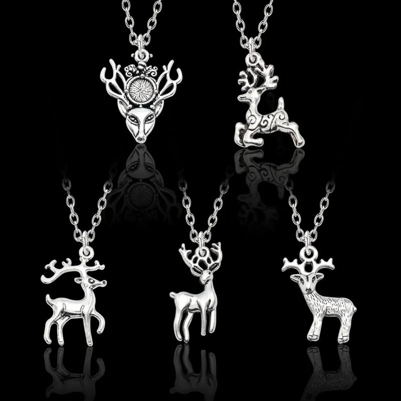 

Elk Necklace Charm Long Chain Deer Antlers Pendants Necklaces Animal Jewelry Gift For Women Girl Femme Collier Dropshipping