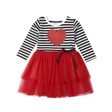 Emmababy/милый подарок на день Святого Валентина платье с фатиновой юбкой для маленьких девочек детское вечерние праздничное платье для свадебного торжества