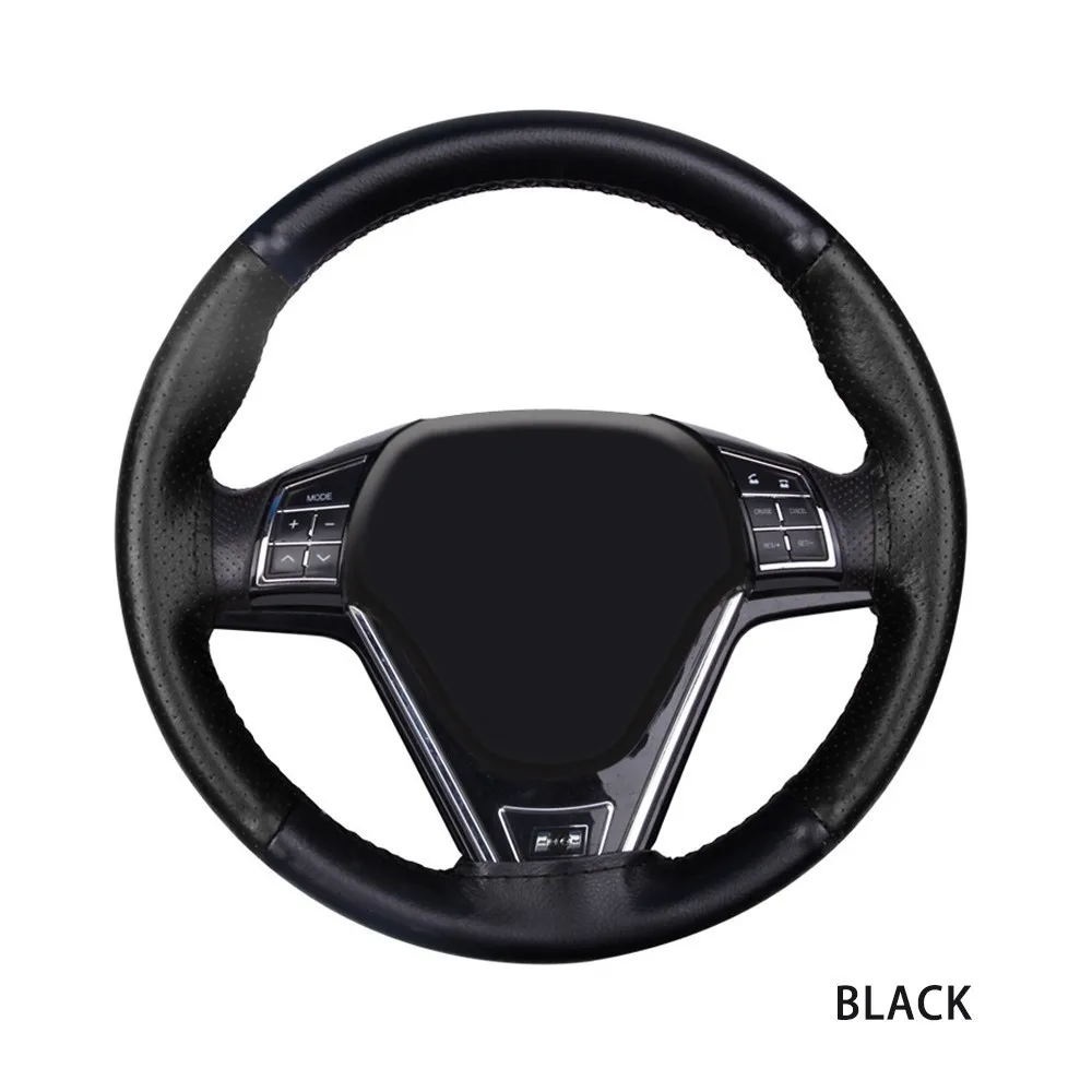 Car Driver Steering Wheel Covers Durable Soft Genuine Leather Braid On Hand-stitched Diameter 38cm Case Auto Car Accessories