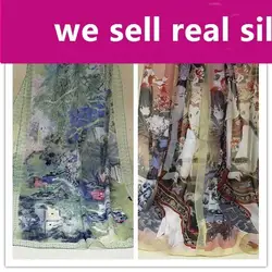 S135 чистый 100% шелковый шарф Жоржет Цвет: как на фотографии, 50*160 см для женщин летние весенние шали